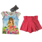 Conjunto blusa em cotton penteado e shorts interlok allure